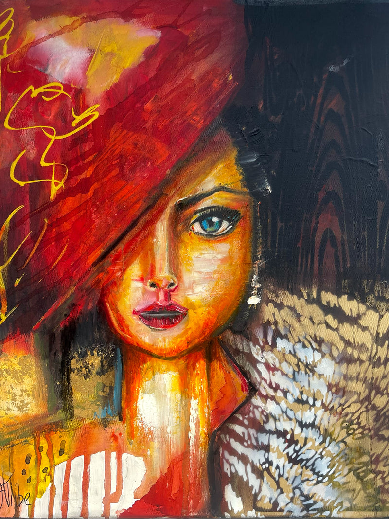 Kat Allibe, Estelle Moreau Heart of Le Moulin Rouge, original painting