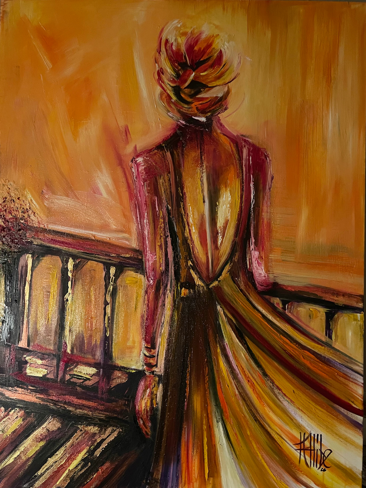 Kat Allibe, Amelia, original metallic alcohol ink on canvas, 2026