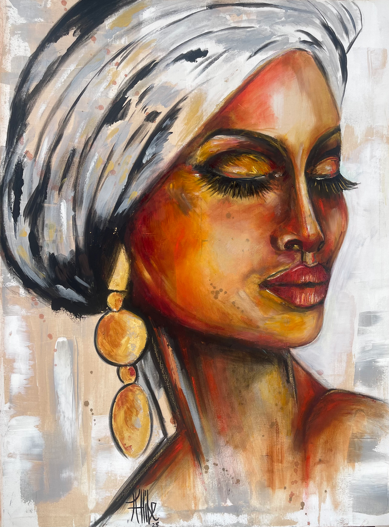 Kat Allibe, Lumiere des Gitans, Esmeralda, original mixed media on canvas