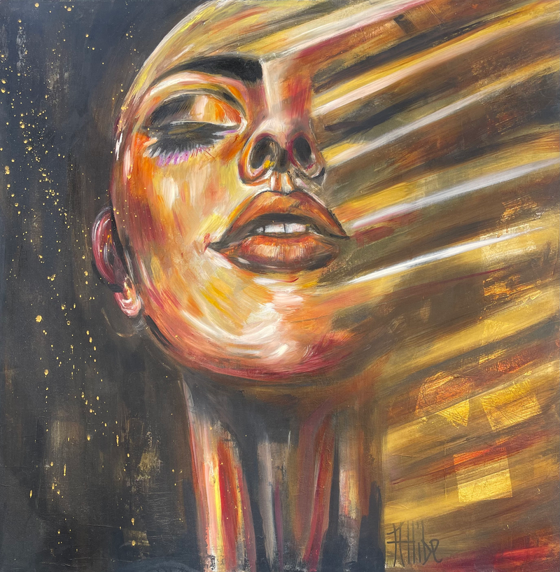 Kat Allibe, Eclipse of the Heart, original mixed media on canvas