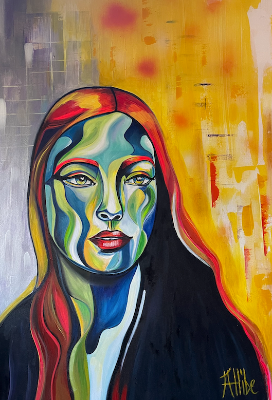 Kat Allibe, Tears Beyond the Veil, original mixed media on canvas