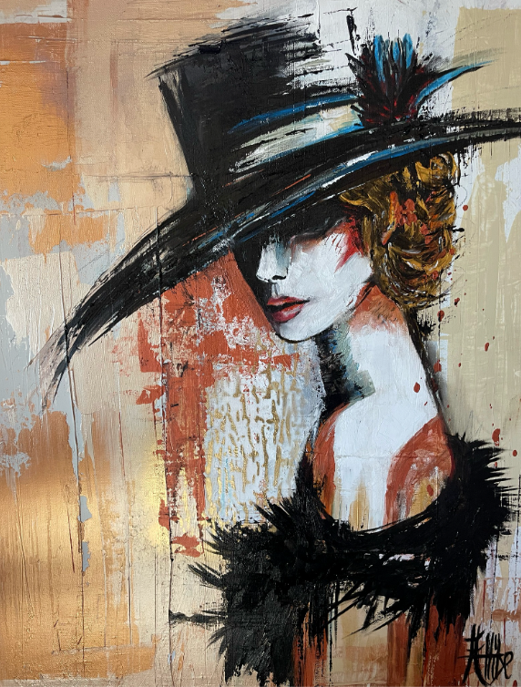 Kat Allibe, Le Secret de Mylene, original mixed media on canvas
