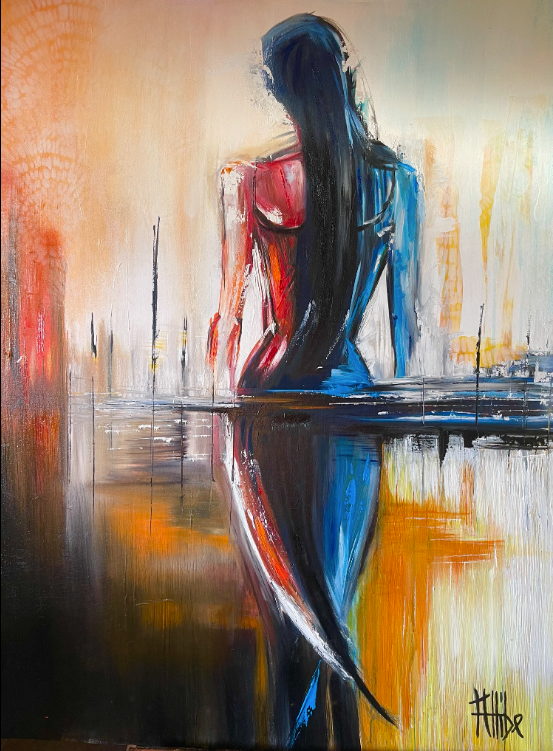 Kat Allibe, Crossing, original mixed media on canvas