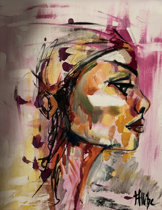 Kat Allibe, Lost in Thoughts, original mixed media on canvas