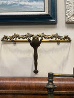 Antique Brass Acanthus Wall Shelf Bracket, No Glass, c. 1890–1930