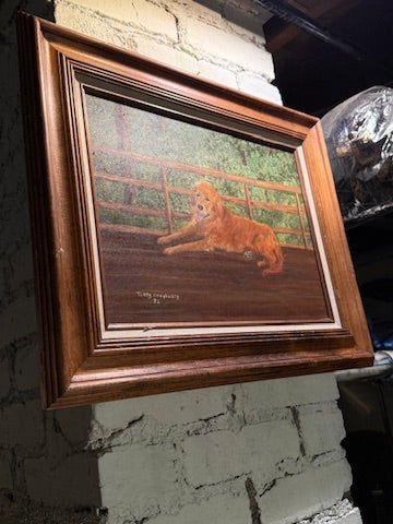 Golden Retriever at Rest, Oil On Canvas by Terry Daugherty, 1992