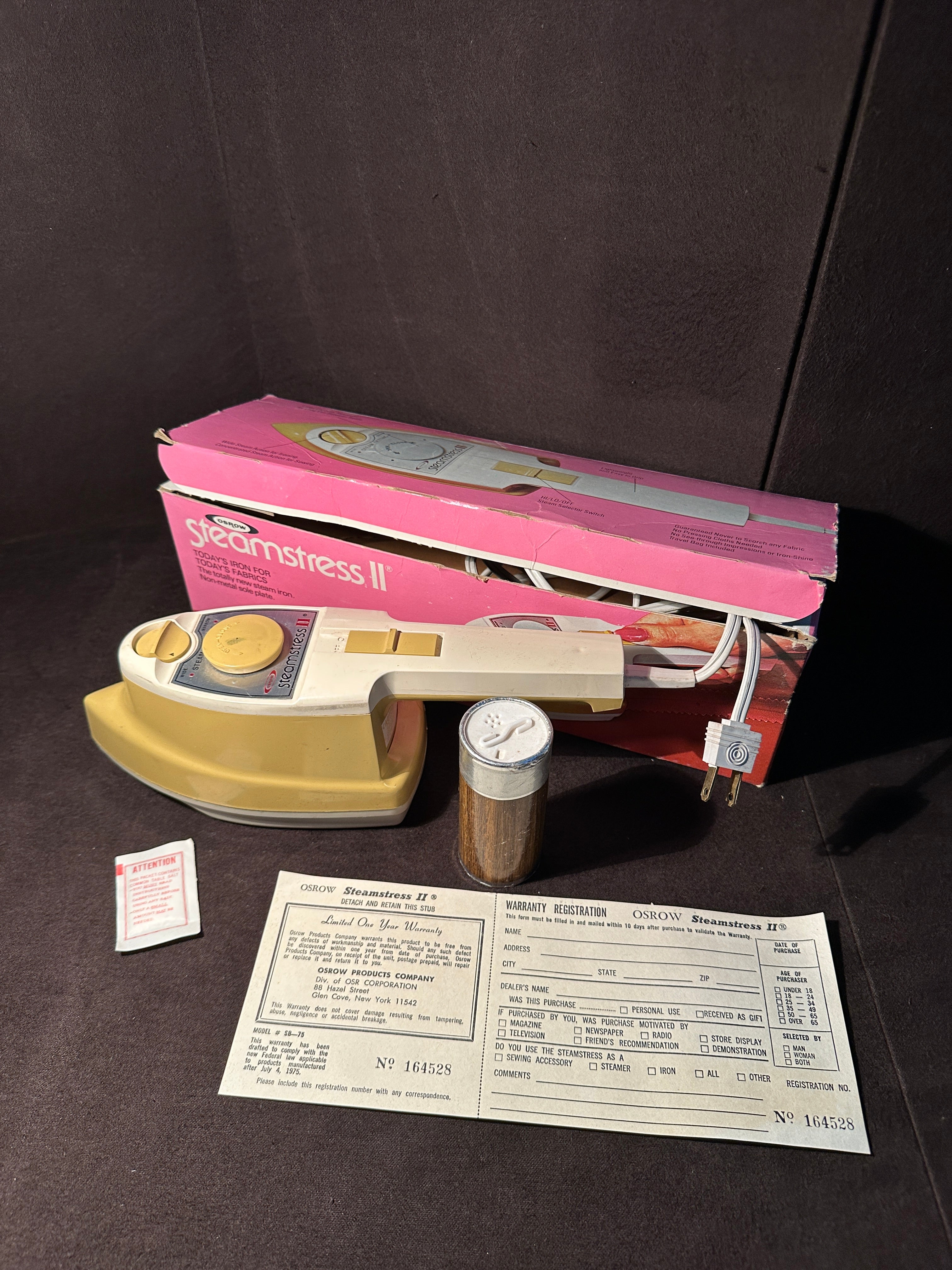 Vintage Osrow Steamstress II Sewing Steam Iron With Original Box