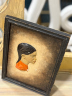 Vintage Hand-Painted Plaster Relief Portrait Plaque, c. 1930–1955