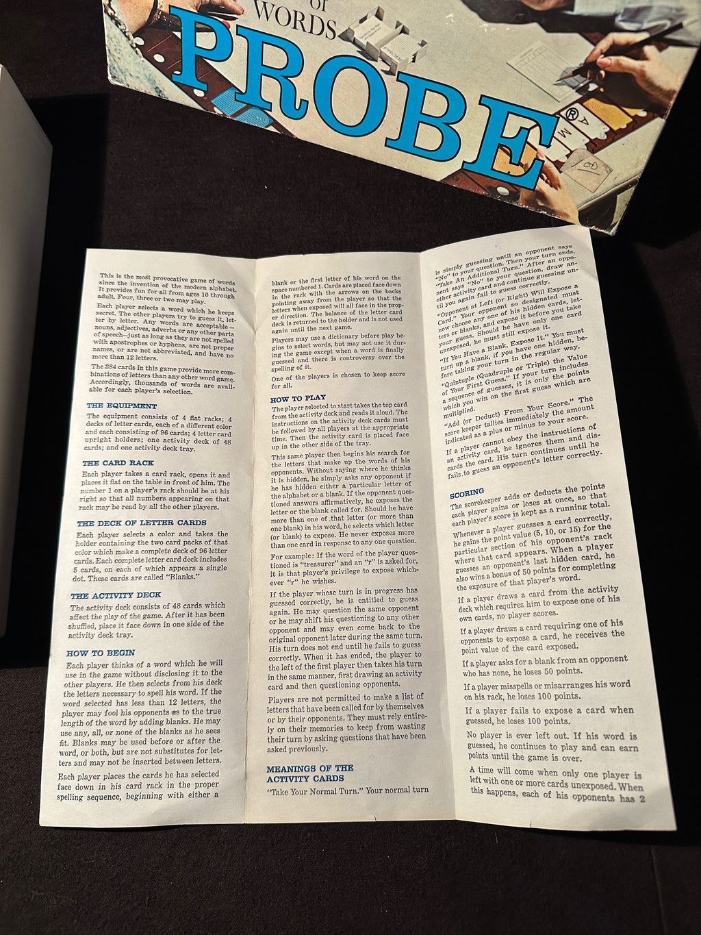 Parker Brothers Probe Game of Words, c. 1964