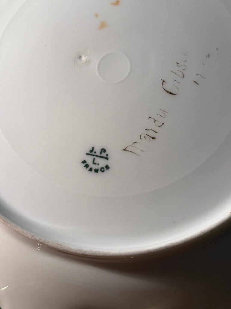 Antique French Porcelain Grape Cabinet Plate by J.P.L. France c.1890–1915