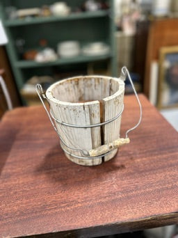 Reclaimed Stave Wood Bucket Planter with Terracotta Pot, c. 1980–2010