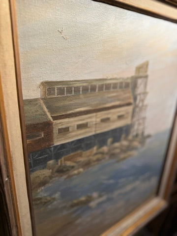 Terry Daugherty Coastal Industrial Landscape (1992) | Signed Oil Painting