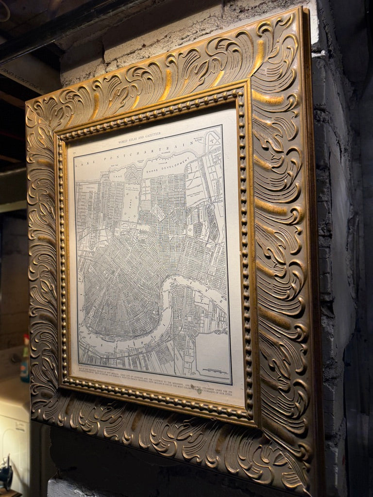 1939 New Orleans City Map | Lake Pontchartrain | Collier’s World Atlas Framed Print