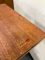 Branded Mahogany Wall Rack with Shelf, Armorial Lion Crest Mark, c. 1940–1965