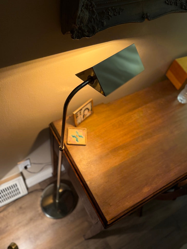 Mid-Century Adjustable Floor Reading Lamp (c. 1940s–1950s) | Metal Task Lamp