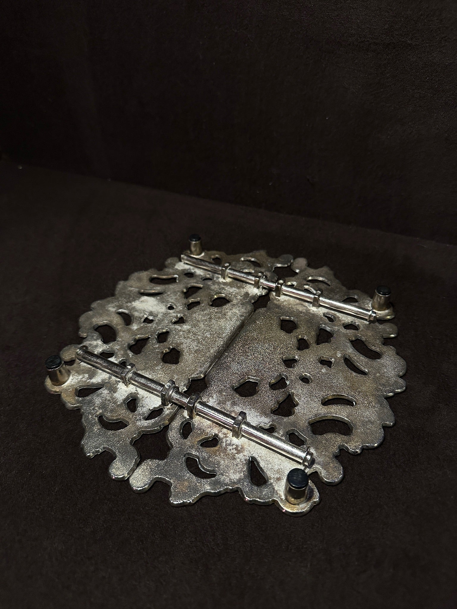 Vintage Expandable Silver-Plated Filigree Trivet (Mid-20th Century)