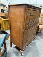 Antique Federal Revival Tall Chest of Drawers in Orange Gunstock Finish, Circa 1920s