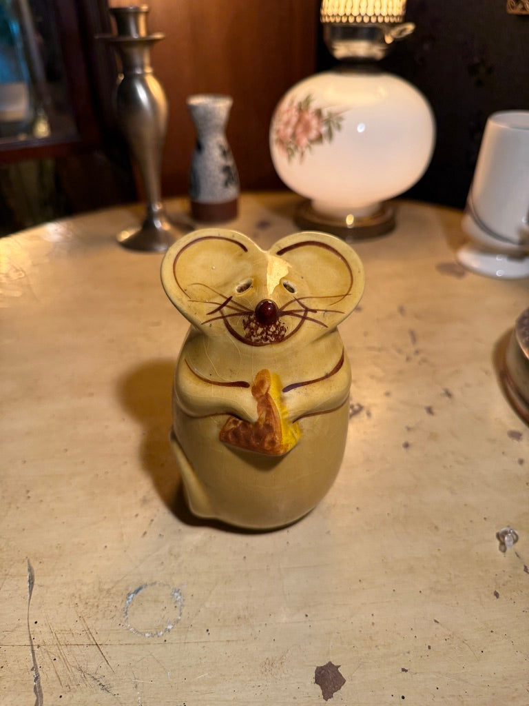 Vintage Ceramic Mouse Salt or Pepper Shaker, c. 1940s–1950s