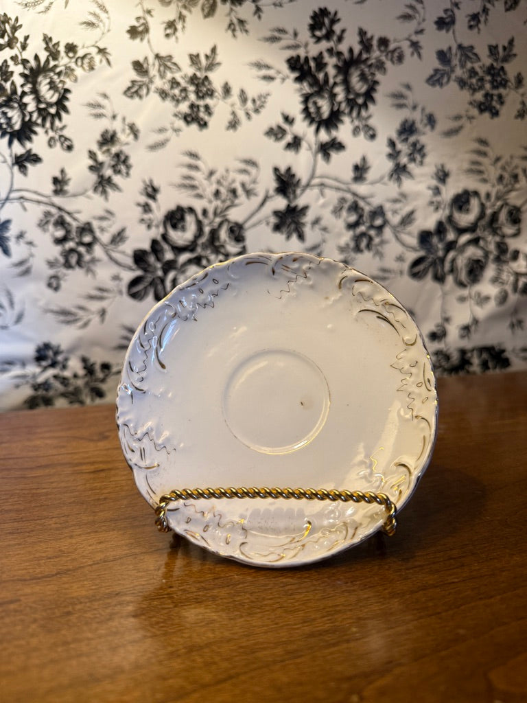 Antique Late Victorian Rococo Revival White Porcelain Butter Pat Dish (c.1880–1910)