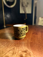 Vintage Studio Pottery Mug with Raised Floral Motif | Mid-Century Earth Tone Stoneware