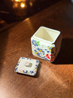 Mid-Century Floral Ceramic Lidded Jar (c. 1940s–1950s)