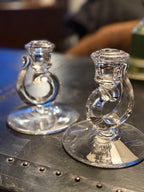 Fostoria Baroque Clear Glass Candlesticks, Pair, c. 1937–1965
