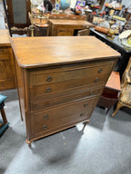 Antique Federal Revival Tall Chest of Drawers in Orange Gunstock Finish, Circa 1920s
