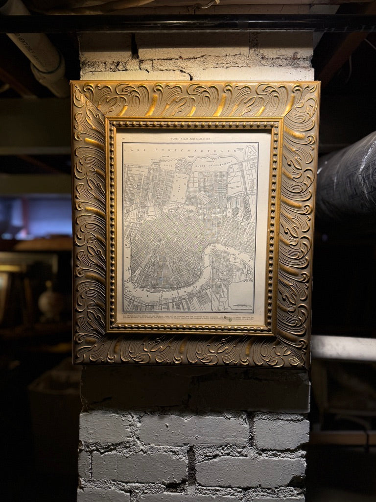 1939 New Orleans City Map | Lake Pontchartrain | Collier’s World Atlas Framed Print