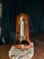 Italian Mirrored Wall Candle Sconce, c. 1950s–1960s | Federal Revival Wood & Brass Candleholder