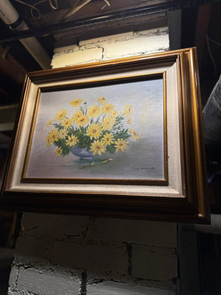 Terry Daugherty Floral Still Life (c. 1980s) | Signed Oil Painting on Canvas