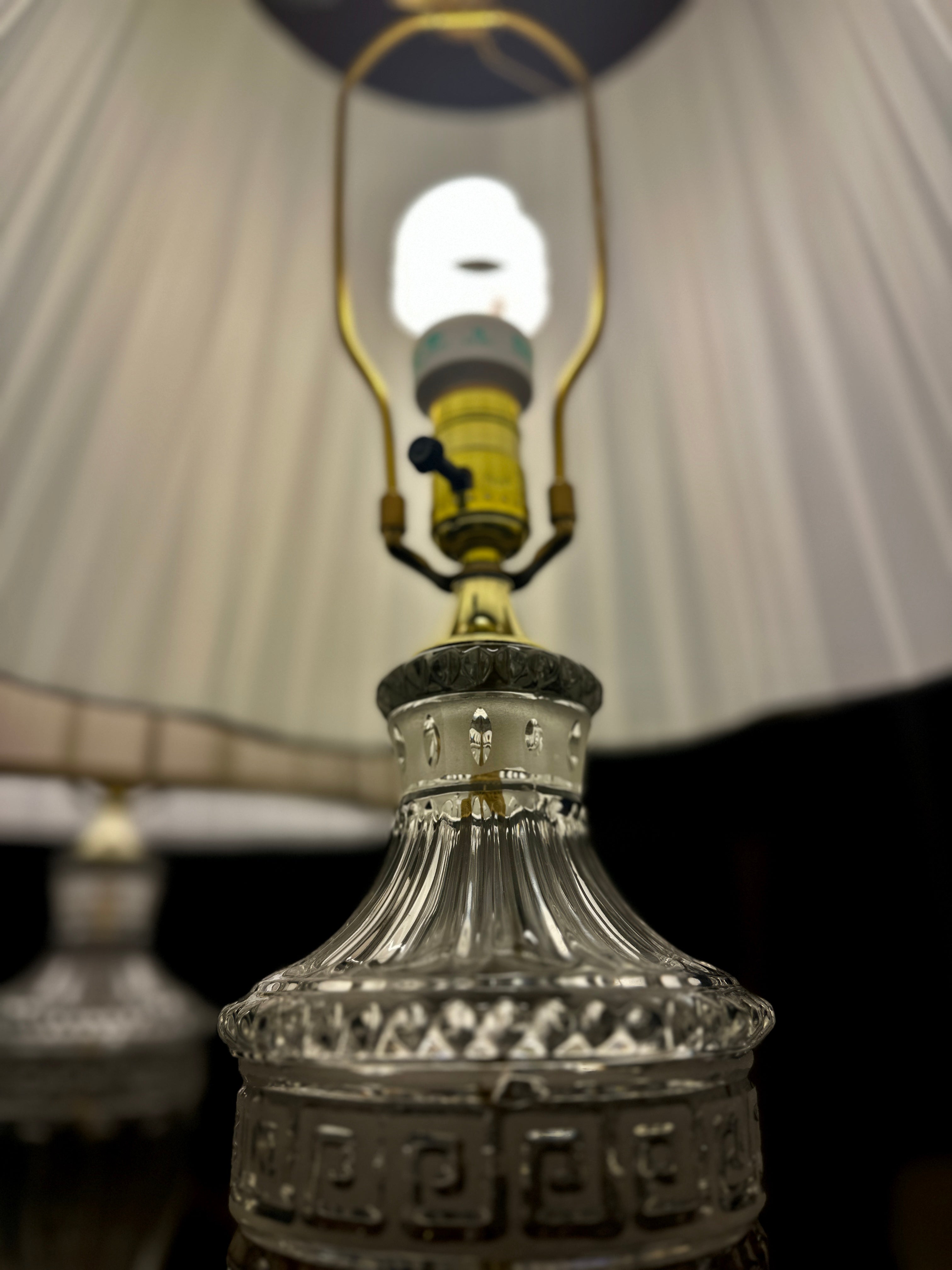 Pair of Vintage Cut Glass Table Lamps with Brass Bases | Neoclassical Revival Lighting