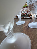 Frosted White Glass Ewer with two Matching Cordial Goblets