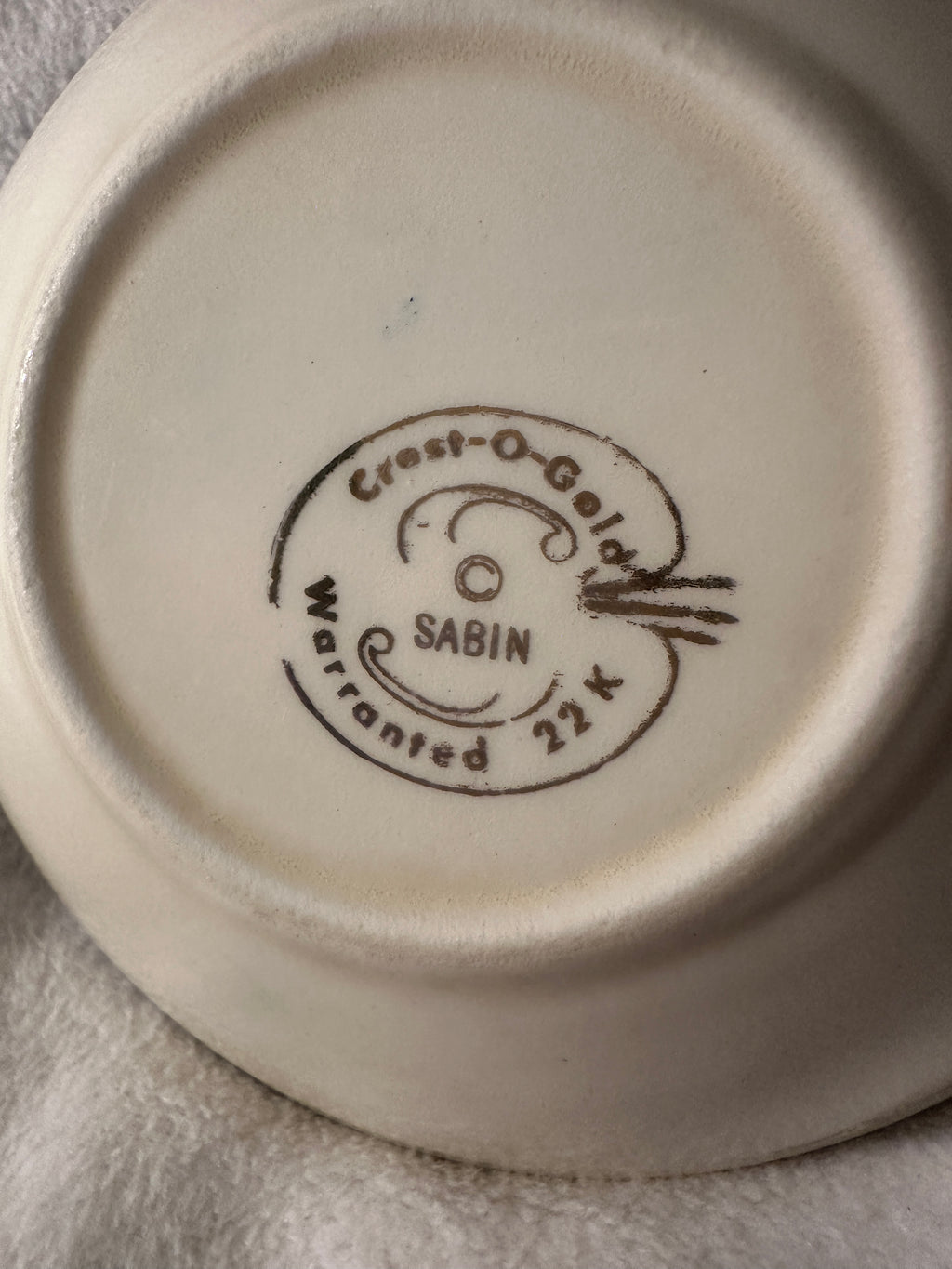 Sabin Crest-O-Gold 22K Porcelain Handled Tray & Bowl Set, c. 1940s–1960s