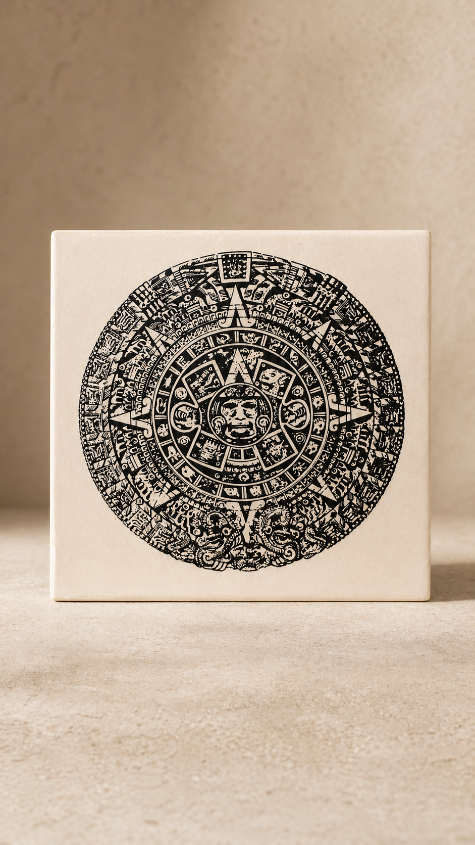 Vintage Pilkington England Aztec Calendar Tile, c. 1970s