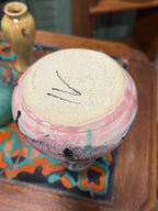 Hand-Thrown Studio Stoneware Bottle Vase, Variegated Pink and Mint Glaze with Black Splash, Brushed Artist's Mark to the Unglazed Foot, c. 1980–2000