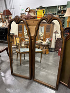 Pair of Vintage Georgian Revival Walnut Mirrors with Fan Motif, c. 1960s