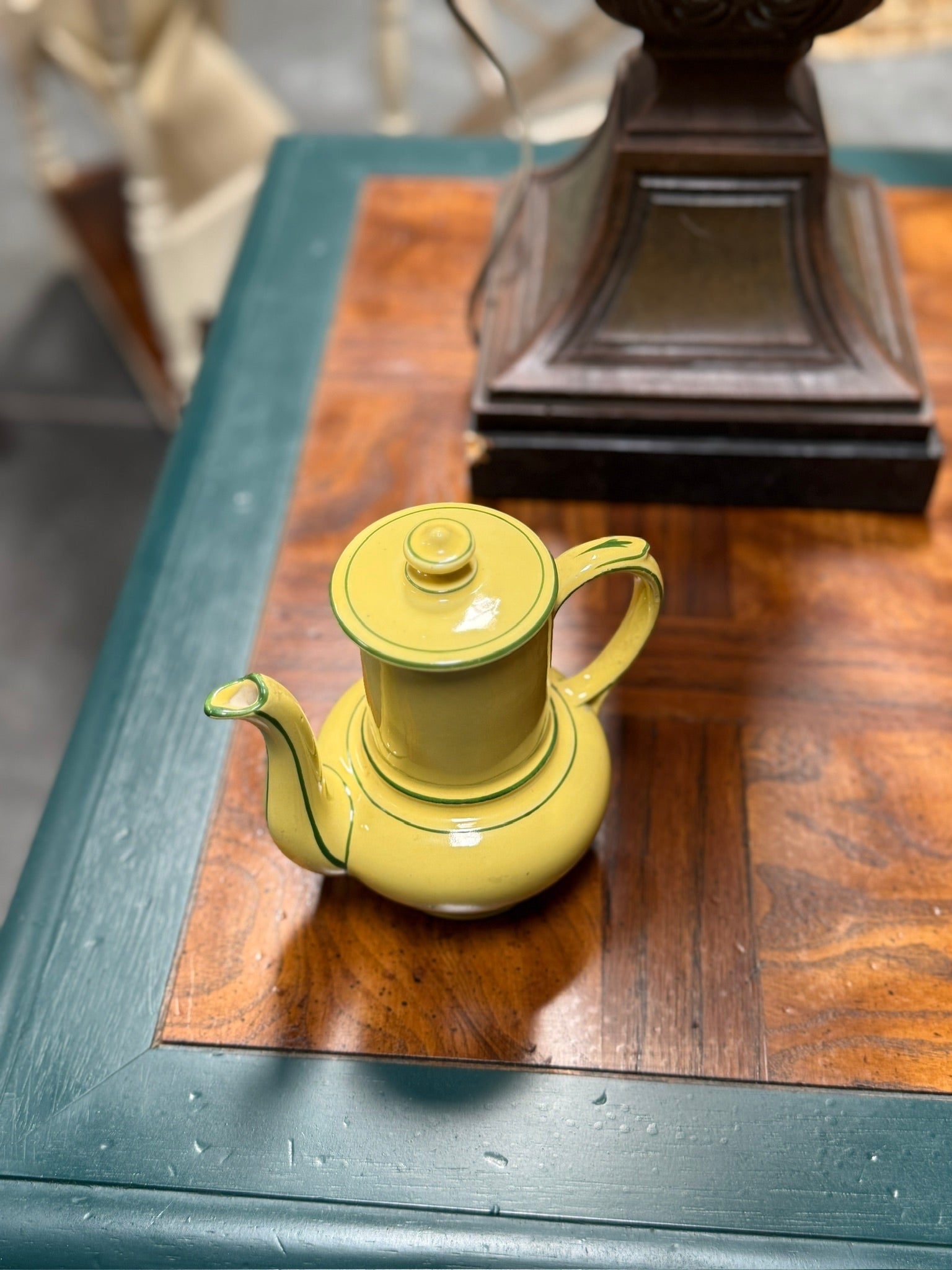 c. 1940s French Yellow Ceramic Coffee Pot