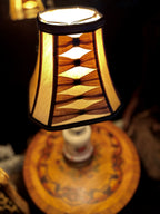 Vintage Floral Milk Glass Table Lamp with Bowed Paneled Shade | Petite Cottage Accent Lamp