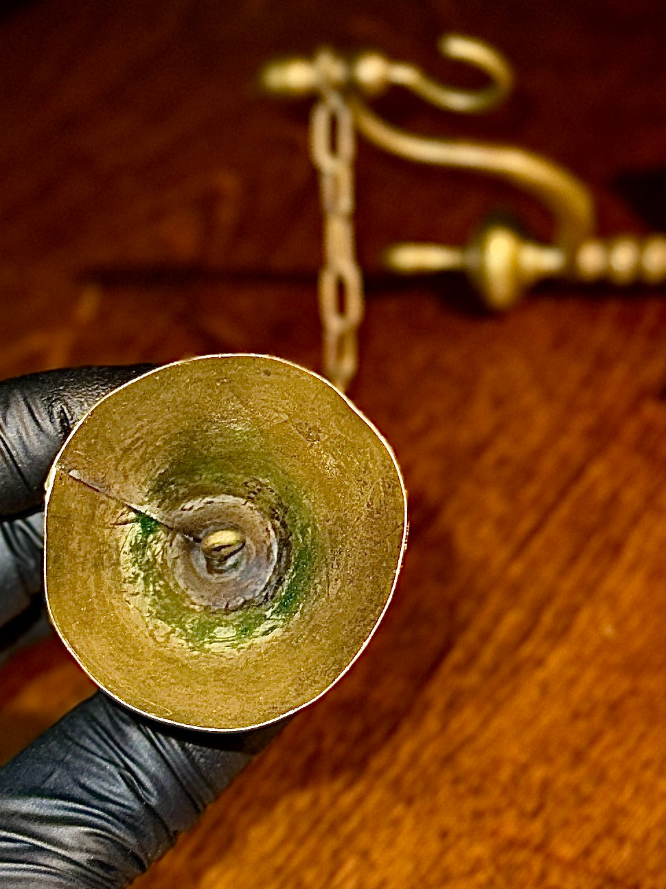 Antique Brass Candle Snuffer with Wax Guard c.1880–1920