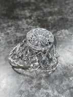 Cut Crystal Basket with Diamond and Fan Pattern, Star-Cut Base and Silver-Plate Swing Handle, c. 1950–1990