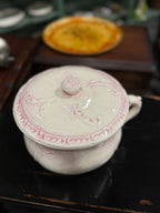 Antique Pink Embossed Ironstone Chamber Pot with Lid, c. 1890–1910