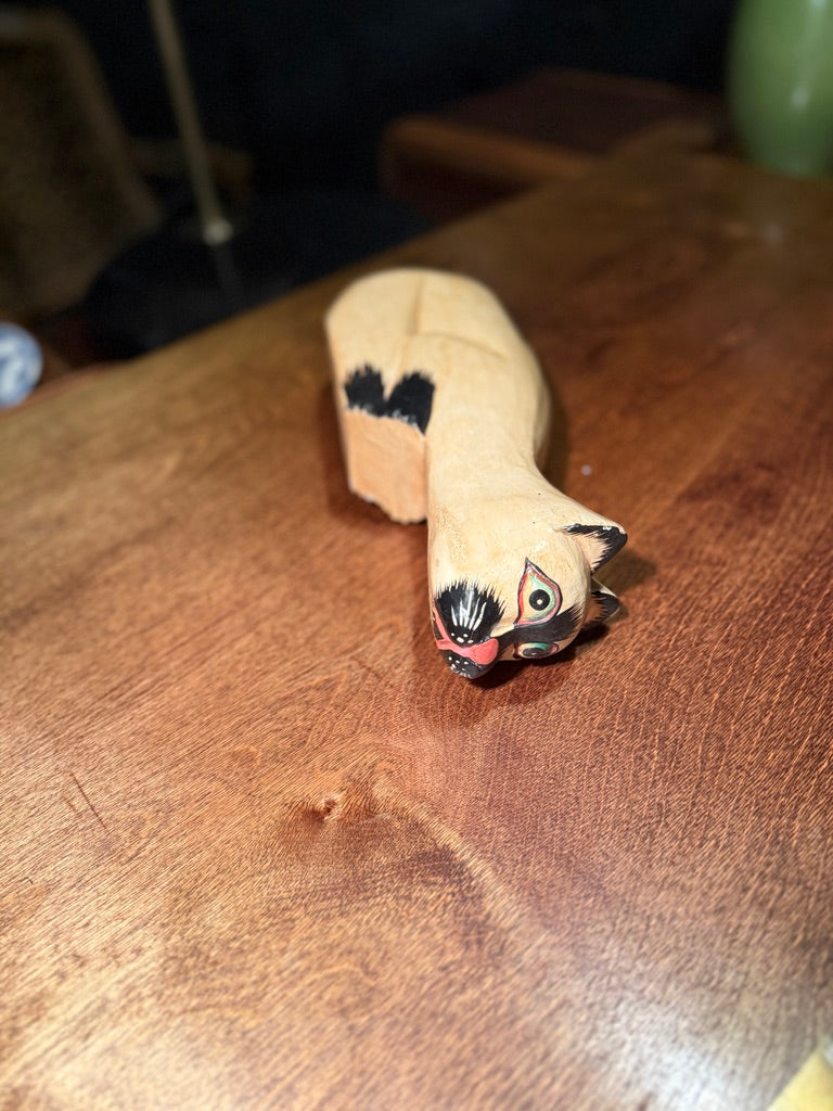 Hand-Carved Wooden Cat Folk Art Figure, c. 1920–1950