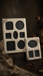 Vintage 1980s Cottage Rose Ceramic Multi-Photo Frames, Set of 2