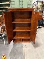 Antique Pine Two-Door Cupboard in Wormwood Boards, c. 1875–1910