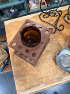 Vintage Dun-Rite Walnut 8-Pipe Stand, Duraglas Jar, c. 1940–1955
