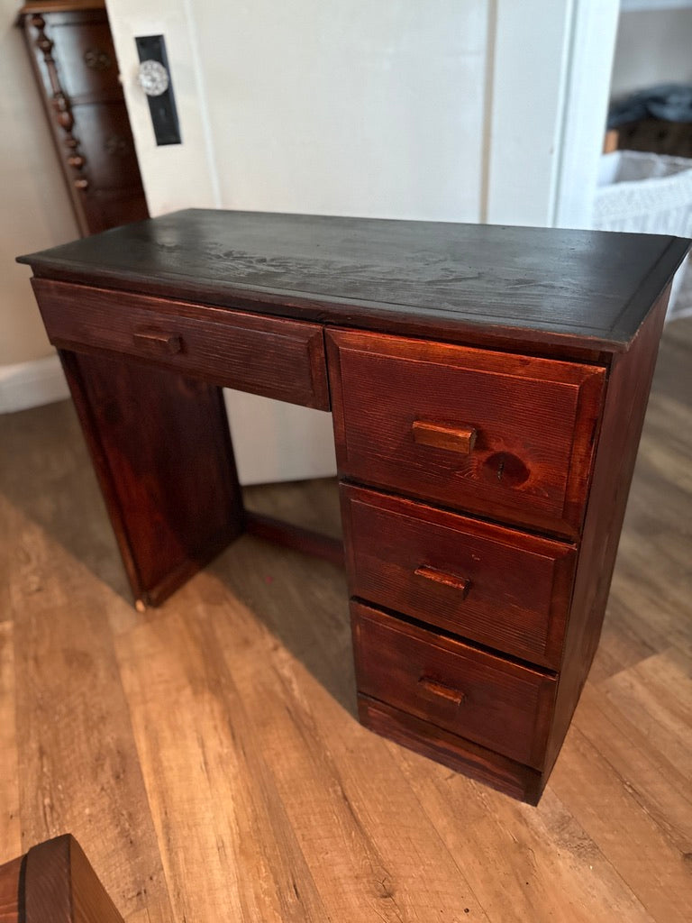 Early 20th Century Solid Wood Writing Desk, c. 1910s–1920s, Hand-Finished