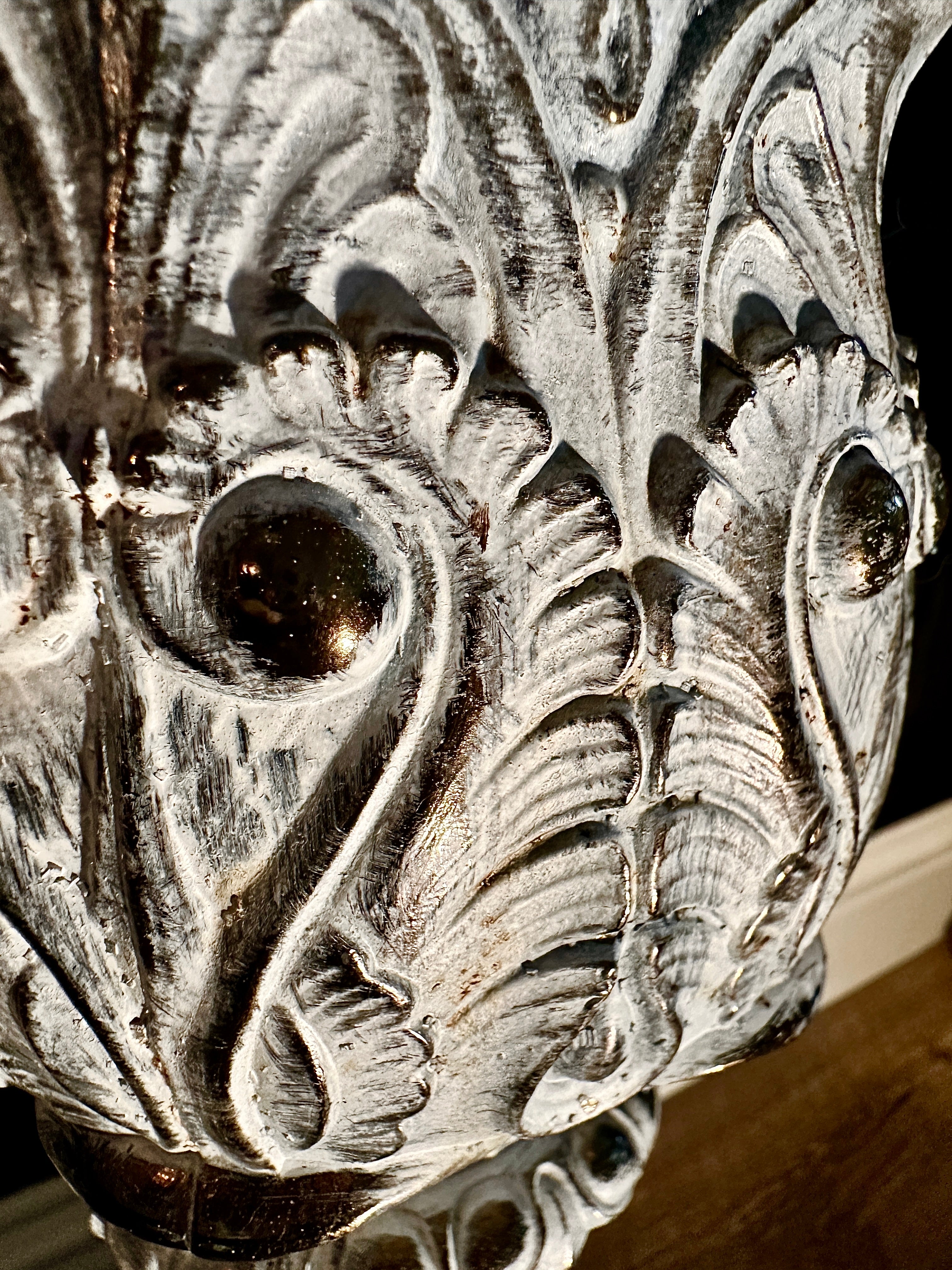 Vintage Marble Pedestal Side Table with Cast Ornate Base, c. 1940s–1950s
