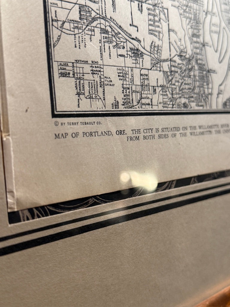 1939 Collier’s Map of Portland, Oregon | Framed City Map in Antique Wood Frame