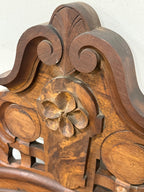 Late 19th-Century Victorian Eastlake Walnut & Burl Bed with Carved Floral Crest, c. 1880