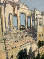Signed Di Franco Acropolis Oil Painting in Gilt Frame, Mid-20th Century